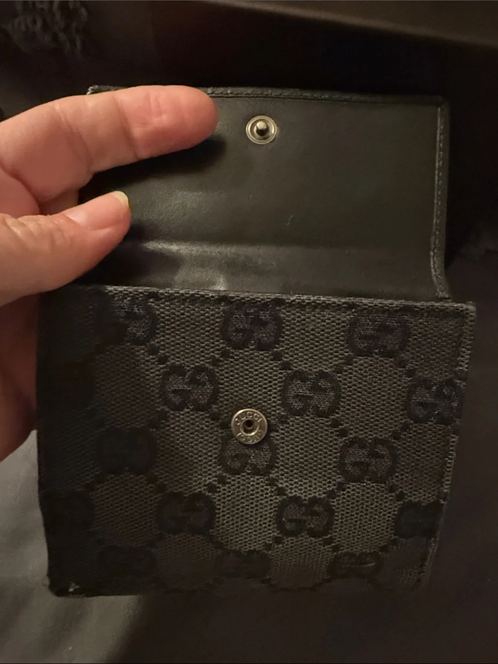 Gucci Black GG Monogram Leather Bifold Wallet with Silver Hardware - Picture 10 of 13